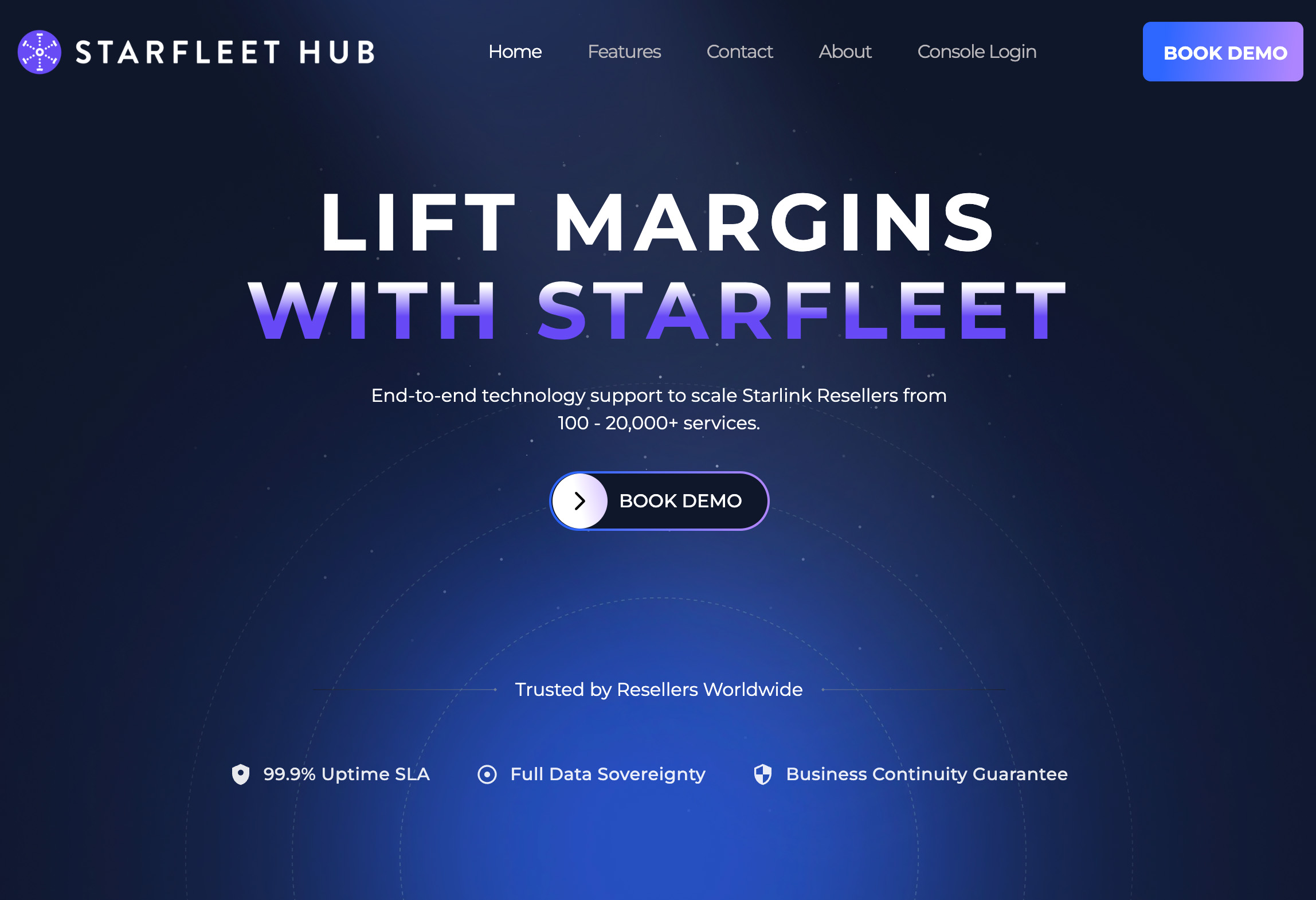 Starfleet Hub dashboard — Starlink management platform